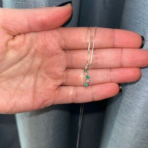 Jared Sterling Silver Necklace with Emerald and Diamond accents